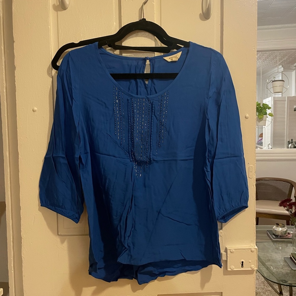 Blue beaded embellished top